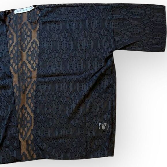 Anthropologie Bishop & Young Black Flin Burnout Kimono Cardigan Swim Cover XS NW - Picture 3 of 7